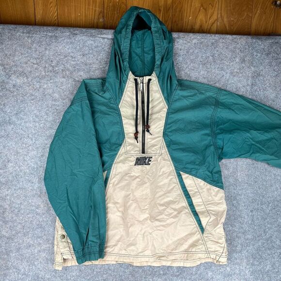 Nike Other - Vintage 90s Nike Half-Zip Windbreaker Hooded Jacket Size Medium Embroidered Logo